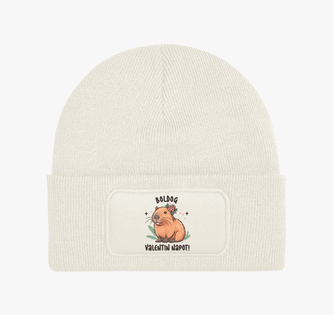Capybara valentin téli sapka — Fehér