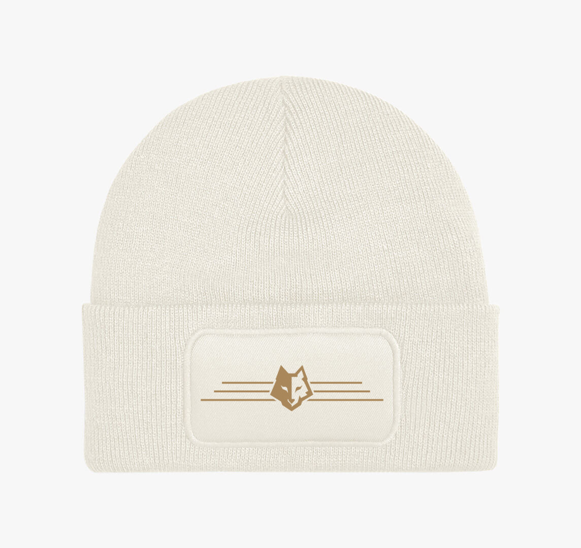 Farkas fejes design téli sapka — Fehér