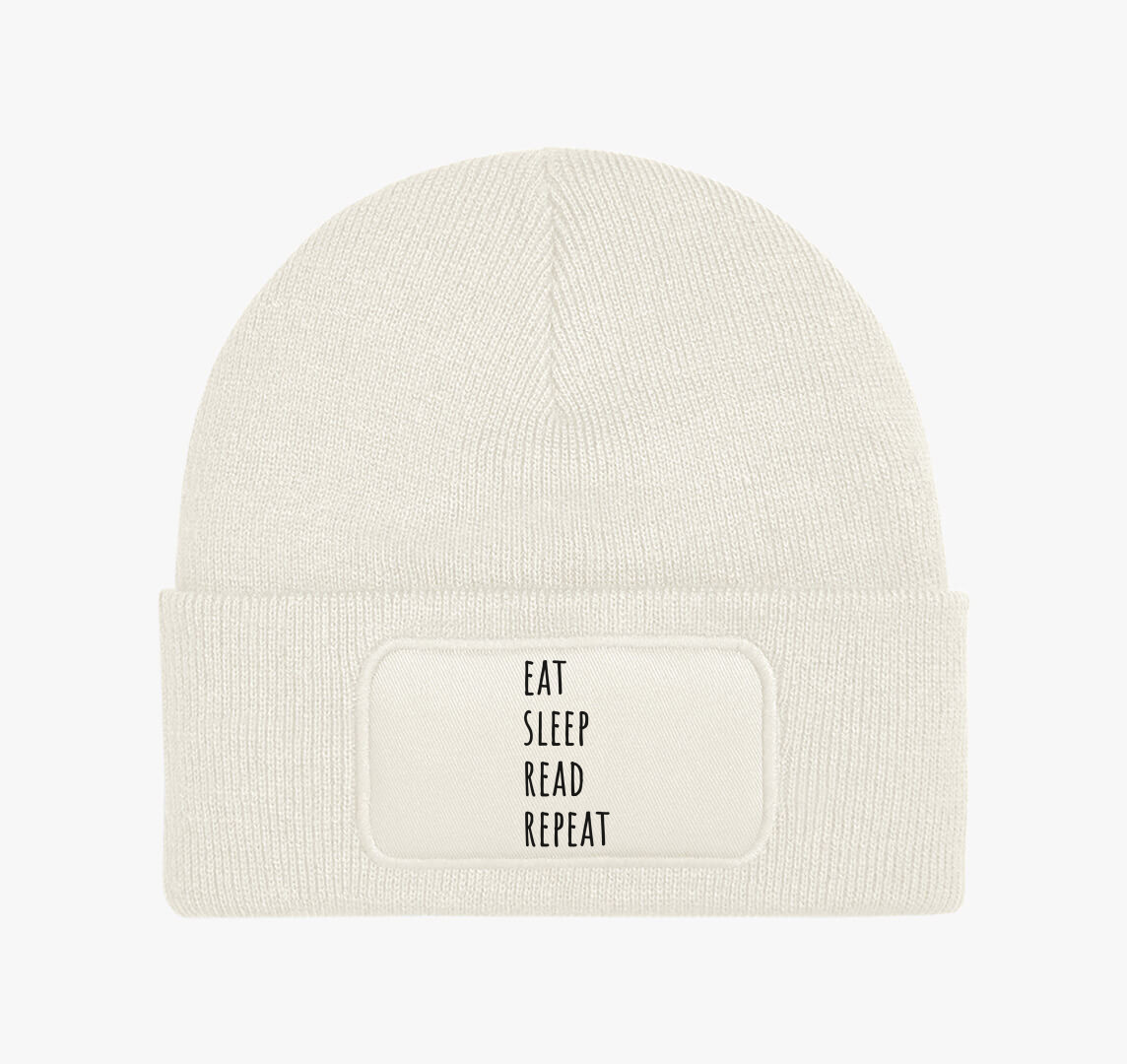 Eat Sleep Read téli sapka — Fehér