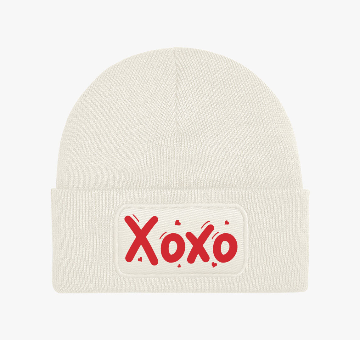 Xoxo szív téli sapka — Fehér