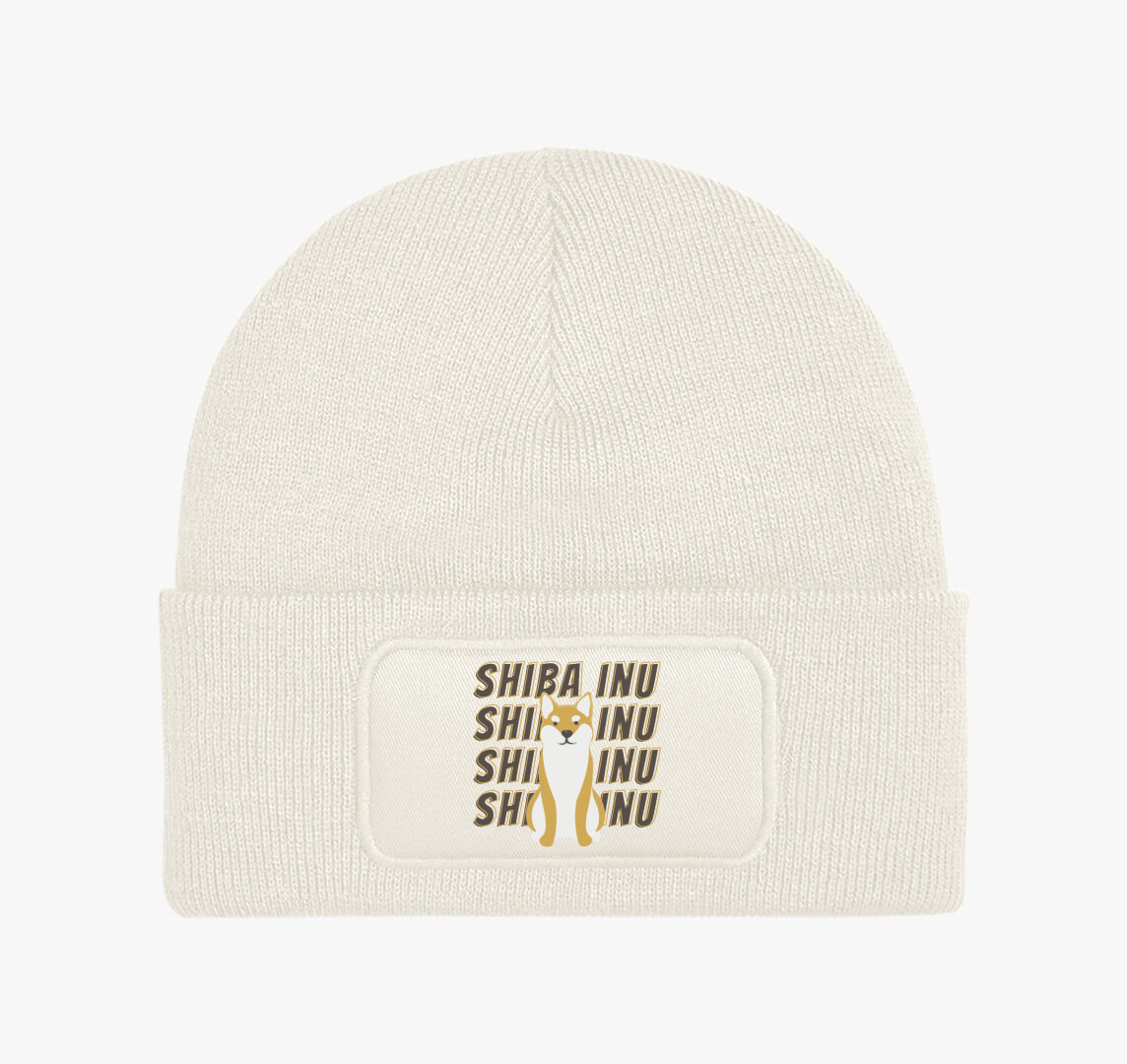 Shiba inu mintás téli sapka — Fehér