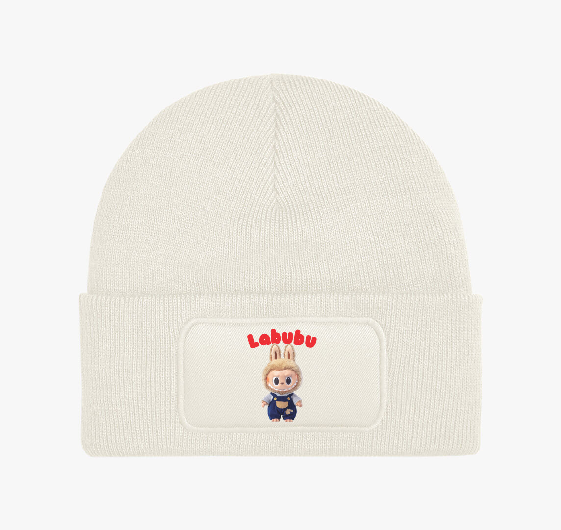 Kantáros labubu téli sapka — Fehér