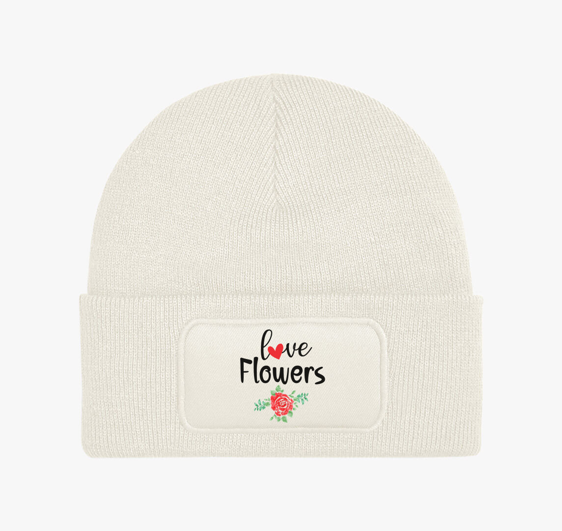 Love Flowers téli sapka — Fehér