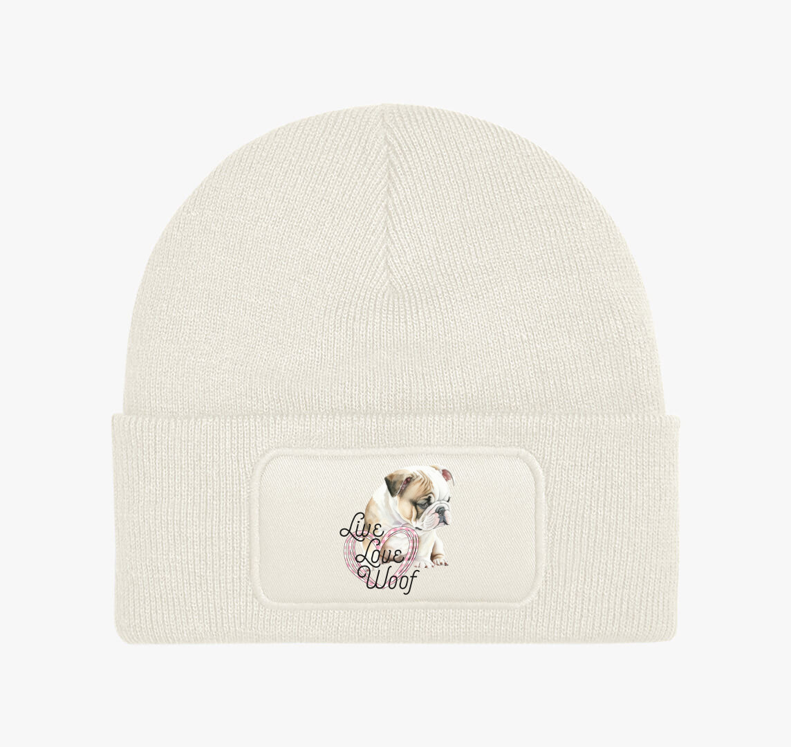 Angol bulldog Woof téli sapka — Fehér