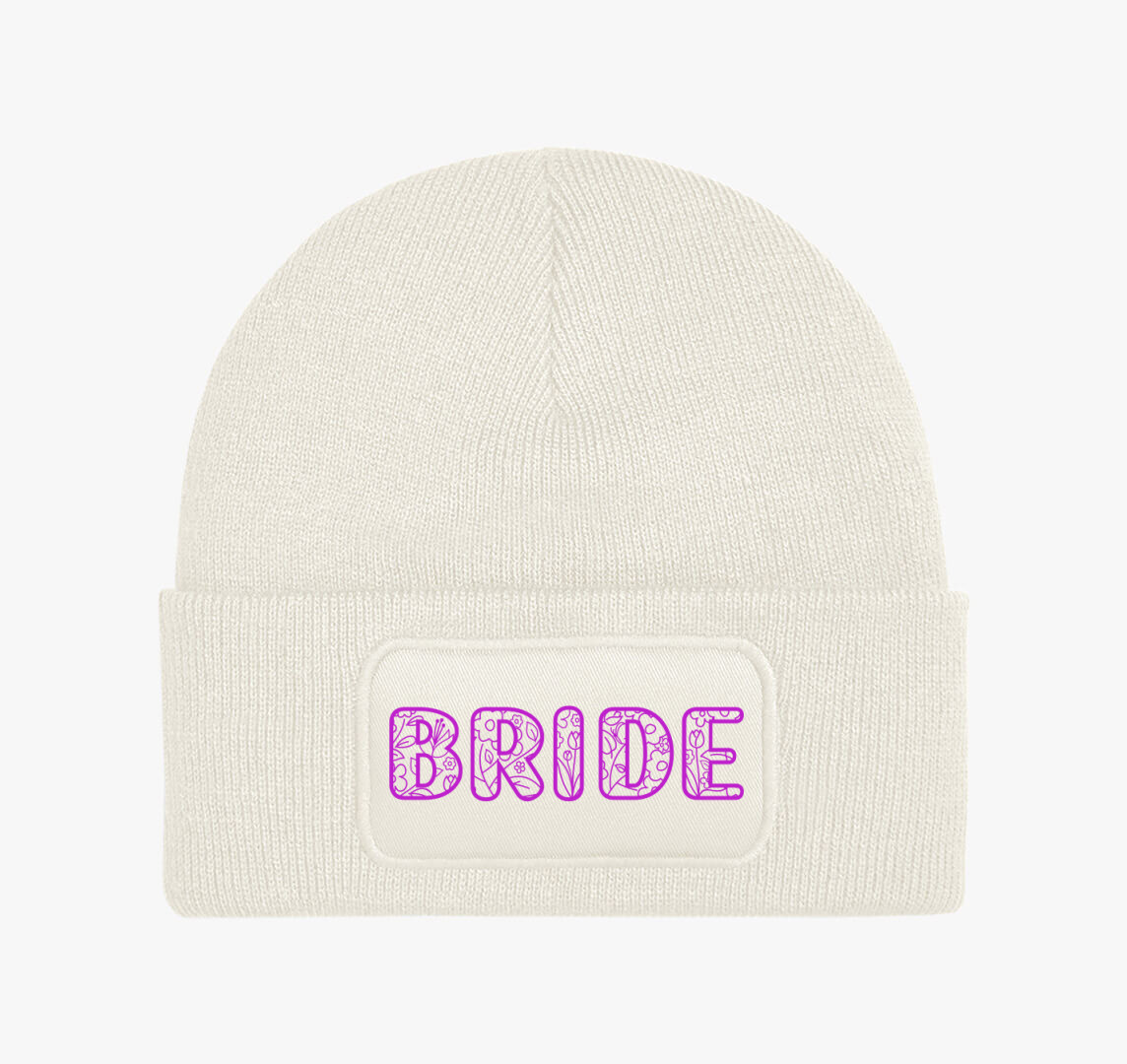 Bride virágos pink téli sapka — Fehér