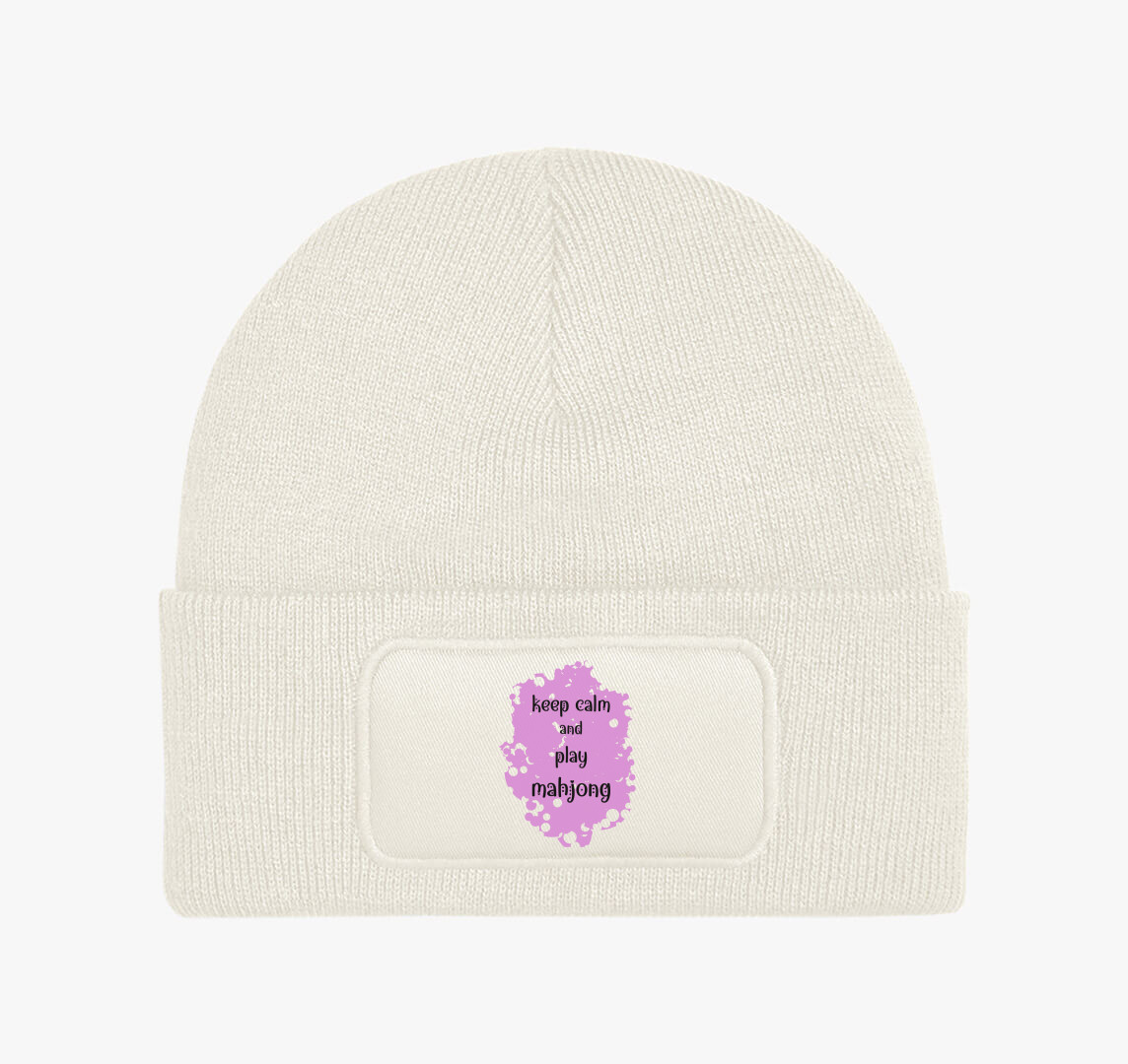 Keep calm mahjong pink téli sapka — Fehér