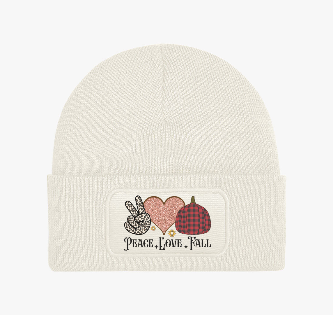 Peace love fall téli sapka — Fehér