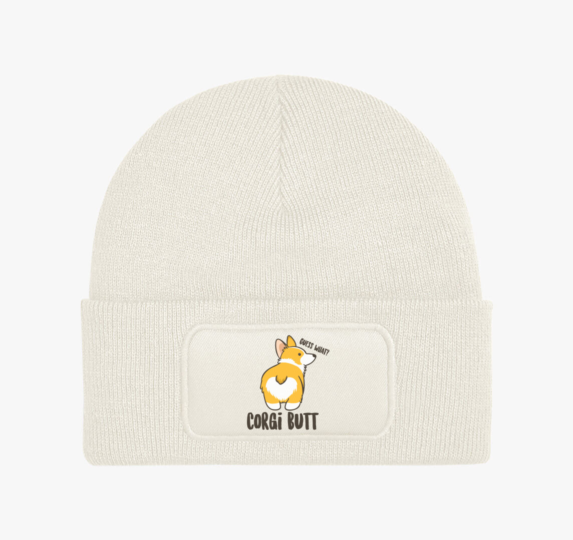 Corgi butt téli sapka — Fehér