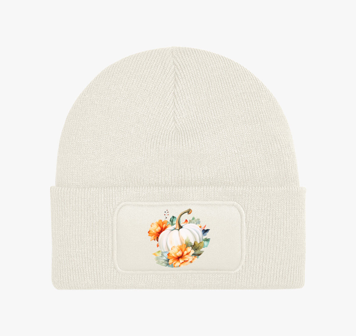 Floral white pumpkin téli sapka — Fehér