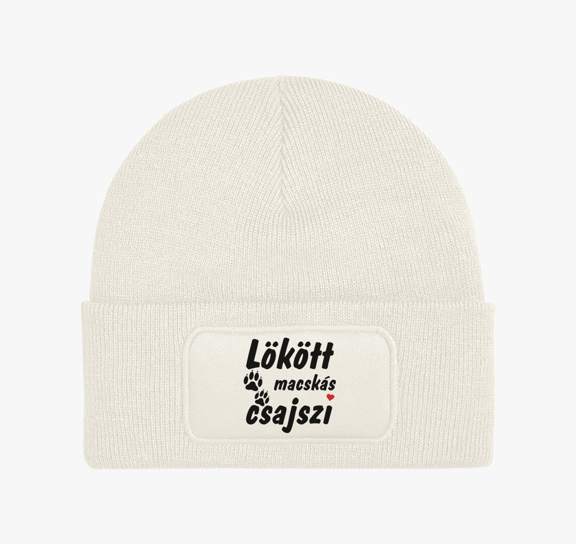 Lökött macskás csajszi téli sapka — Fehér
