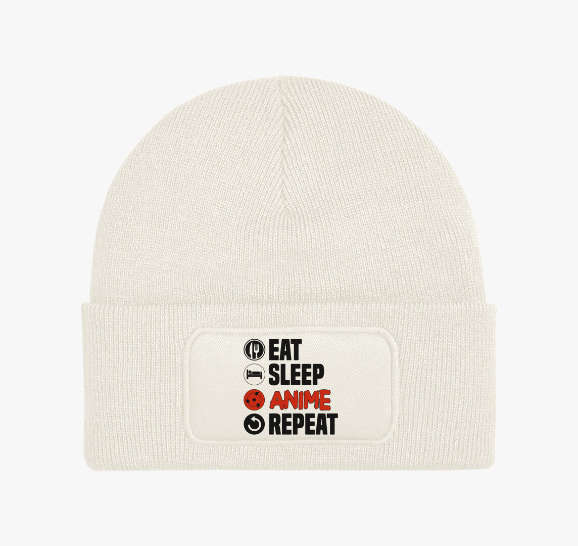 Eat sleep anime repeat téli sapka — Fehér