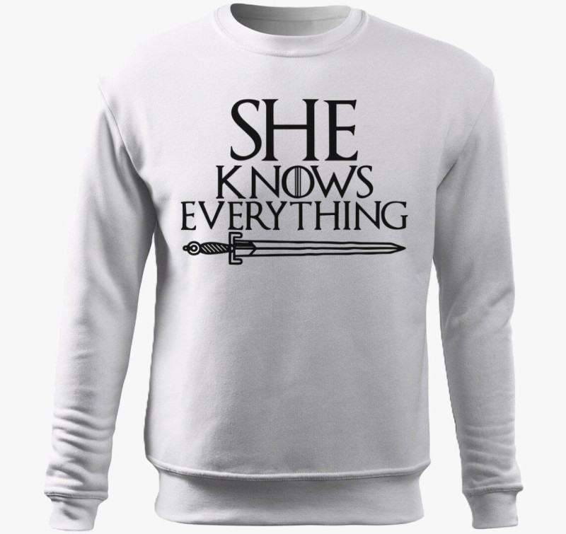 She Knows everything belebújós pulóver — Fehér