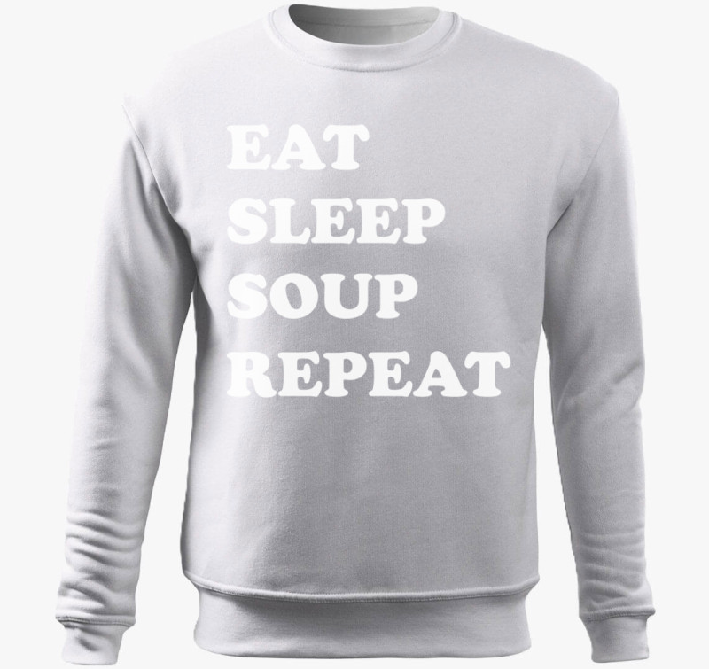 EAT SLEEP SOUP belebújós pulóver — Fehér