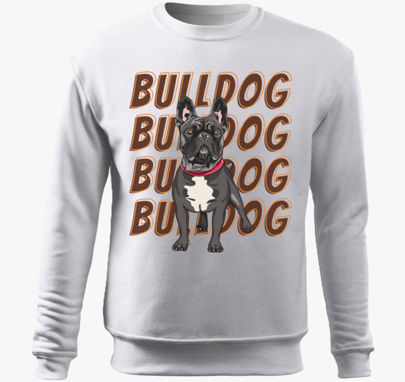 Francia bulldog mintás belebújós pulóver — Fehér