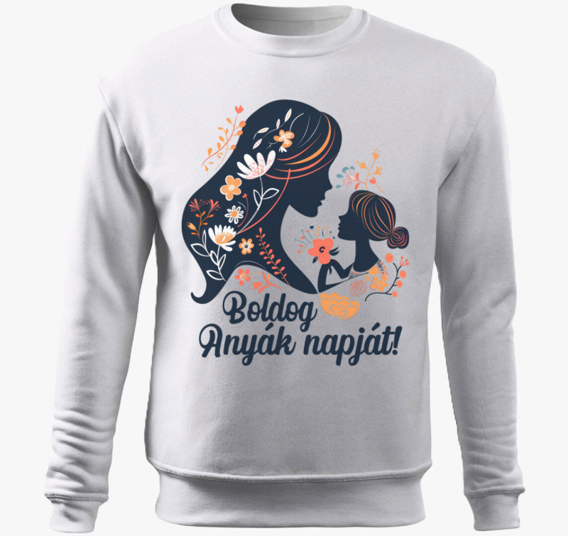 Anya és Lánya Rajz belebújós pulóver — Fehér