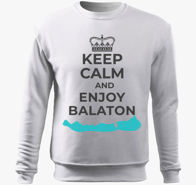Keep calm and enjoy Balaton belebújós pulóver — Fehér