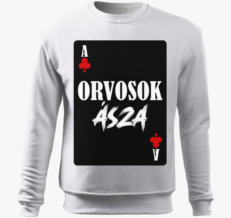 Orvosok ásza kártyás feliratos belebújós pulóver — Fehér