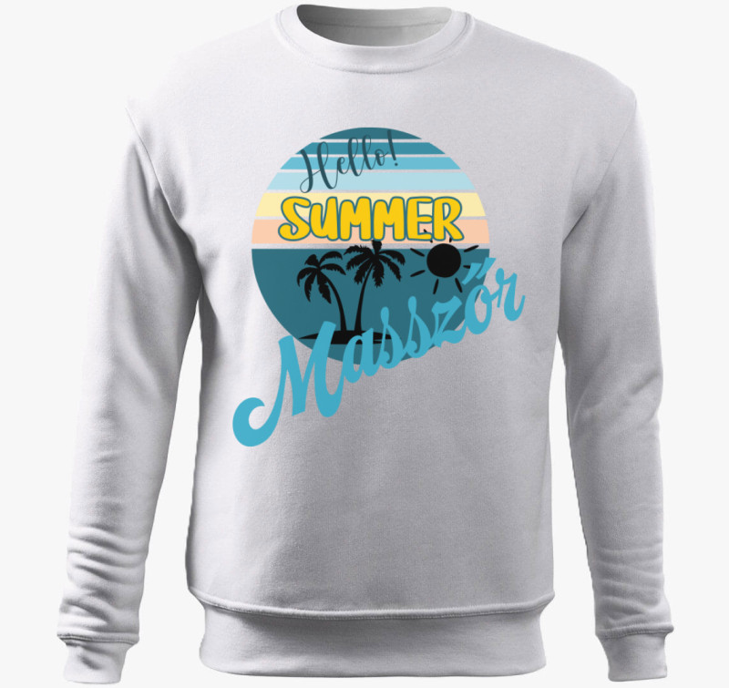 Hello Summer masszőr belebújós pulóver — Fehér