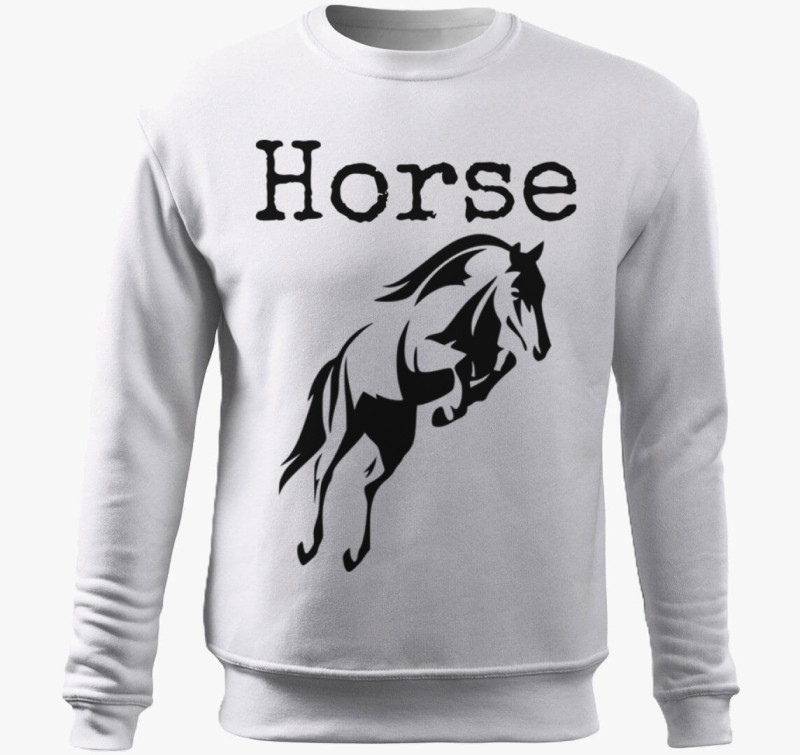 Horse feliratos 2 belebújós pulóver — Fehér