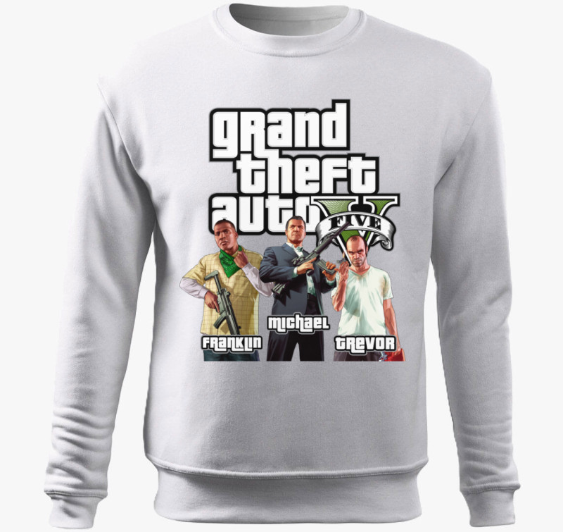 GTA V karakterek belebújós pulóver — Fehér