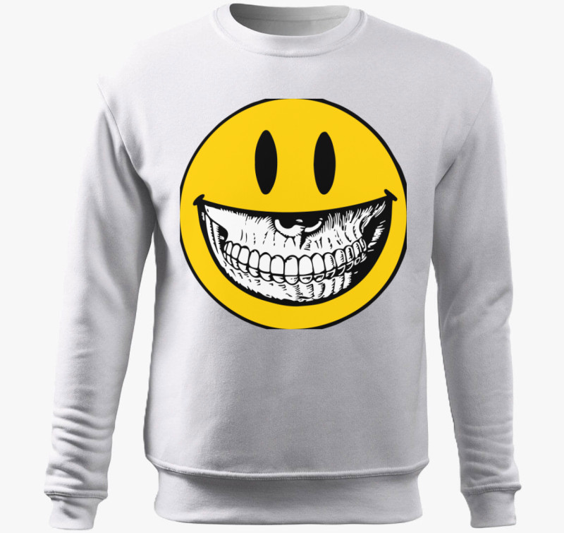 Koponyás smiley belebújós pulóver — Fehér