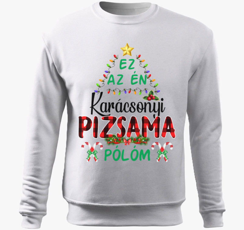 Karácsonyi pizsi belebújós pulóver — Fehér