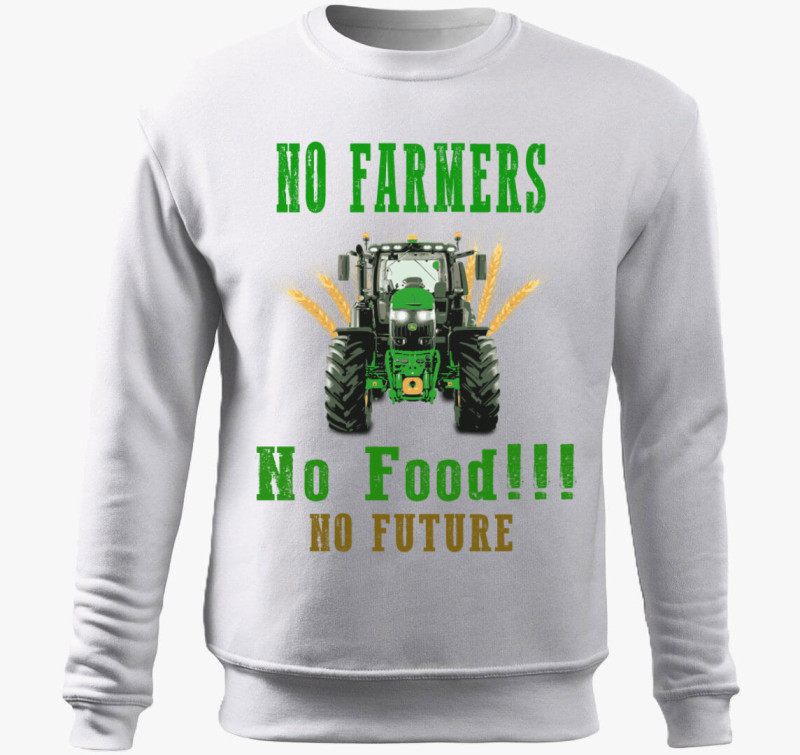 No Farmers no food belebújós pulóver — Fehér