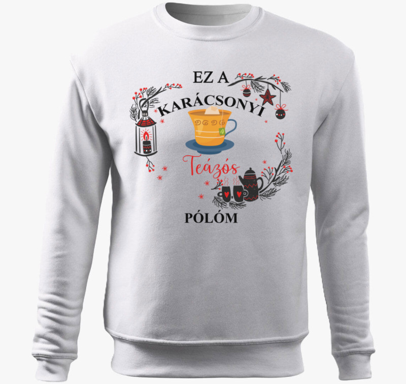 Ez a karácsonyi teázós belebújós pulóverm belebújós pulóver — Fehér