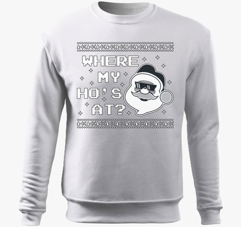 Where my hos at belebújós pulóver — Fehér