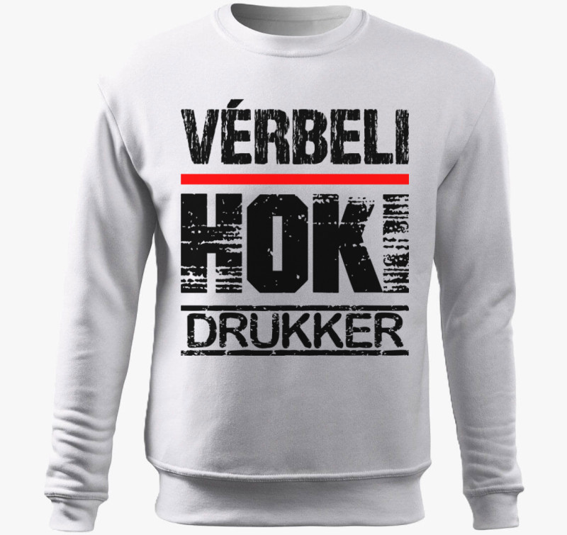 Vérbeli hoki drukker belebújós pulóver — Fehér