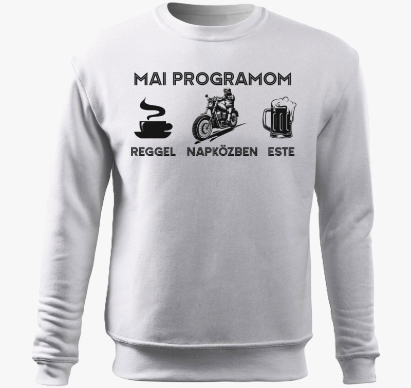 Napirend mai programom motorozás belebújós pulóver — Fehér