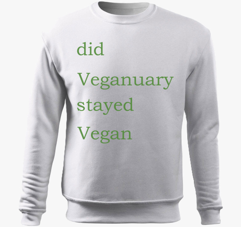 Did Veganuary (zöld betűs) belebújós pulóver — Fehér