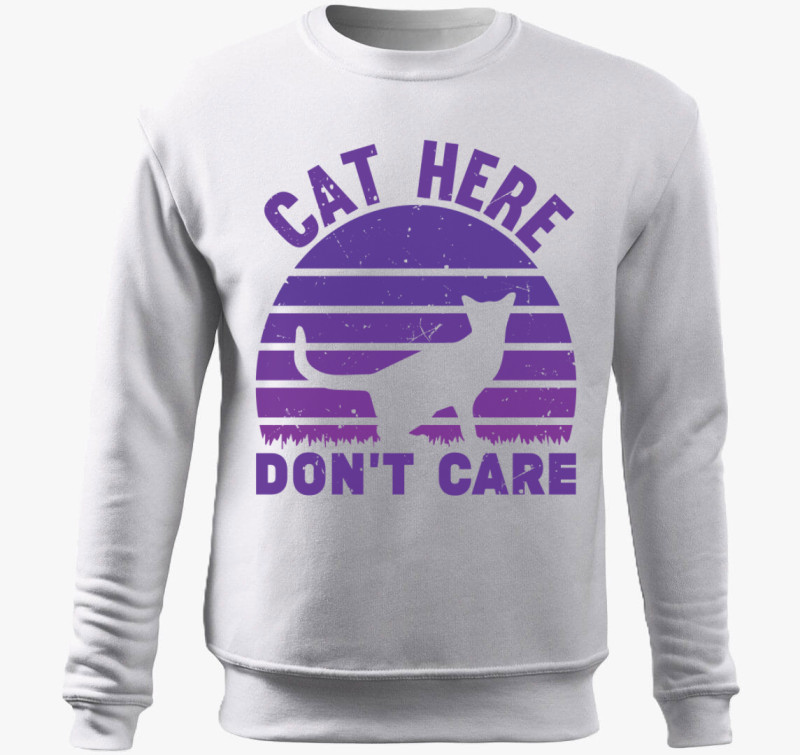 Cat here don't care belebújós pulóver — Fehér