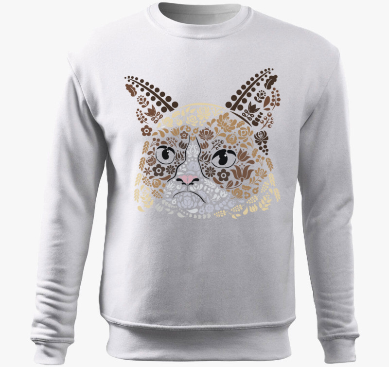 Magyaros Grumpy cat belebújós pulóver — Fehér