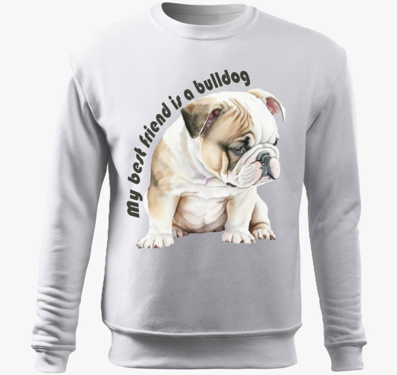 My best friend is a bulldog belebújós pulóver — Fehér