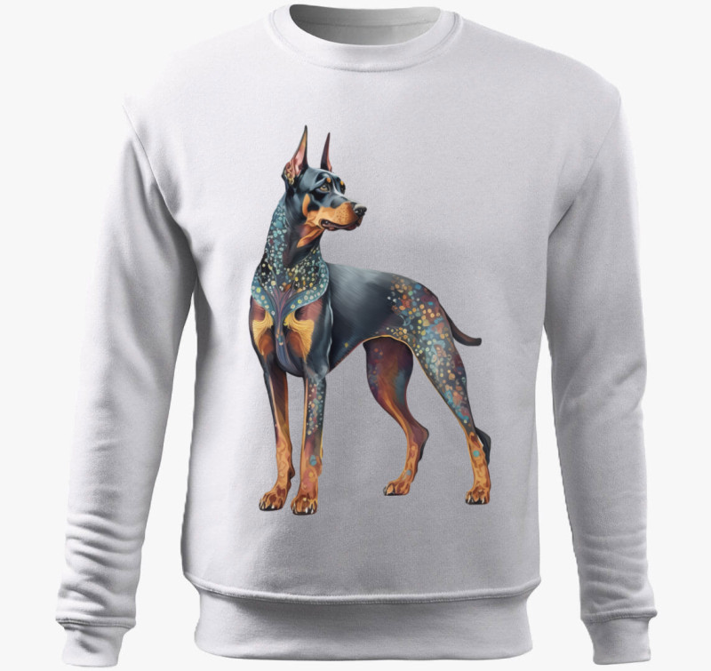 Doberman belebújós pulóver — Fehér