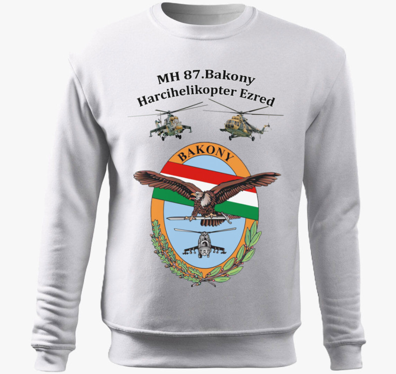 MH 87. Bakony Harcihelikopter Ezred belebújós pulóver — Fehér