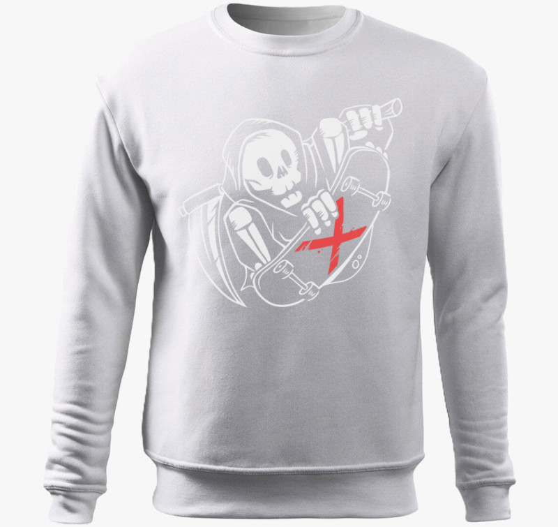 Skate or Die! belebújós pulóver — Fehér