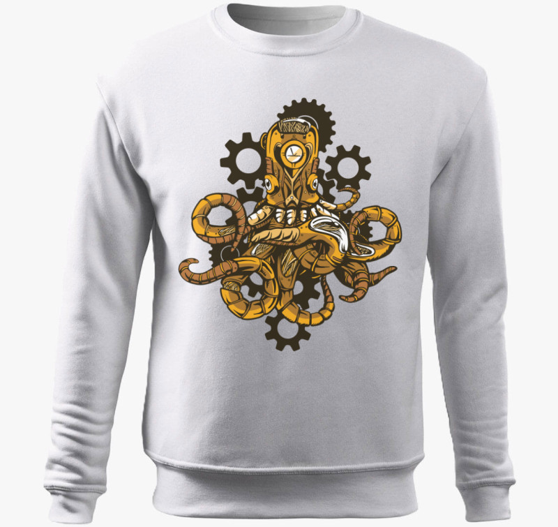Steampunk polip belebújós pulóver — Fehér