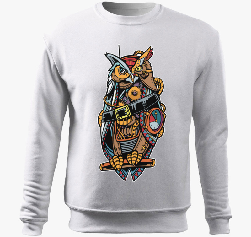 Steampunk bagoly belebújós pulóver — Fehér