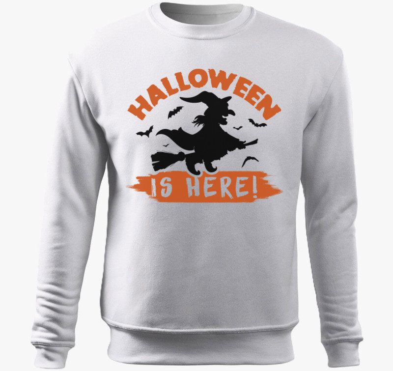 Halloween is here belebújós pulóver — Fehér