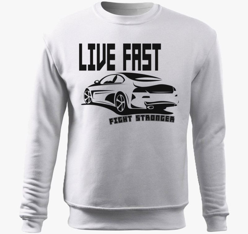 Live fast belebújós pulóver — Fehér