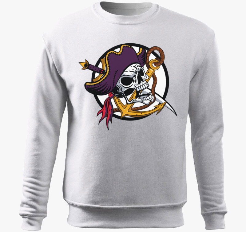 Pirate skull 3 belebújós pulóver — Fehér