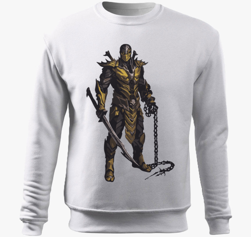 Mortal Kombat Scorpion modell belebújós pulóver — Fehér