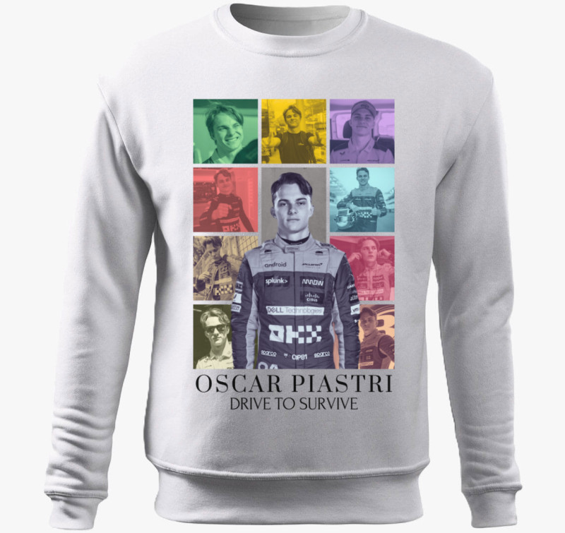 Oscar Piastri F1 belebújós pulóver — Fehér