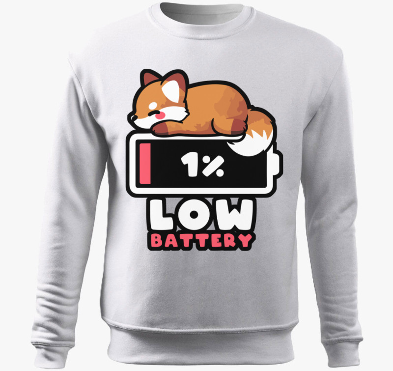 Low Battery belebújós pulóver — Fehér