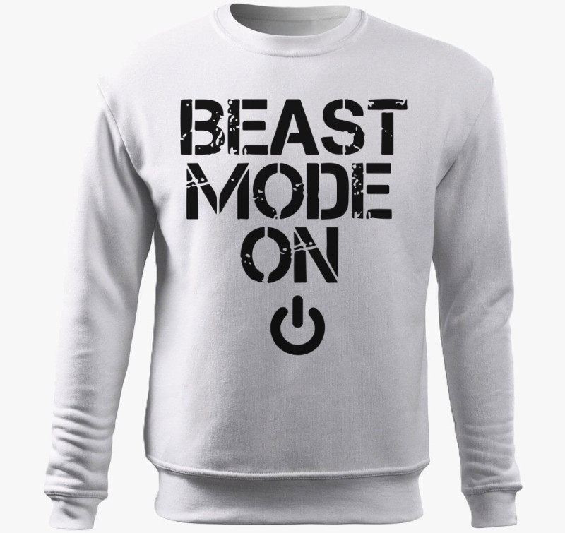 Beast mode on feliratú belebújós pulóver — Fehér