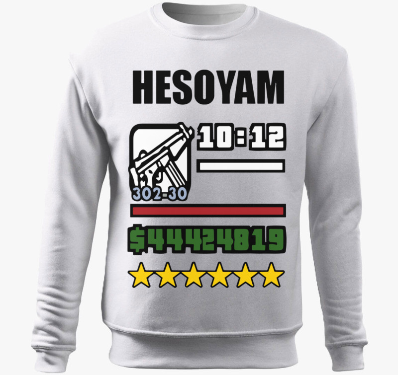 Hesoyam GTA belebújós pulóver — Fehér
