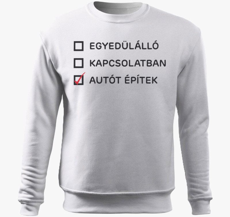 Autót építek belebújós pulóver — Fehér