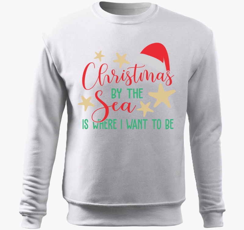 Xmas by the sea belebújós pulóver — Fehér